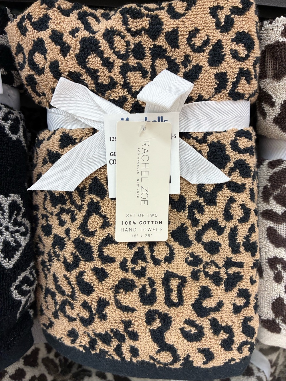 Rachel Zoe Leopard Print Accent Towels - Black & Tan